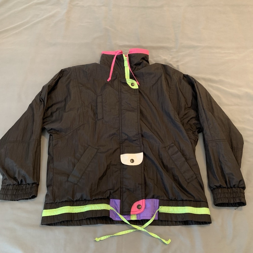 Vintage Sergio Valente Jacket Mens Medium Black 1/4 Zip Colorblock Windbreaker